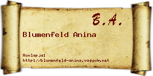 Blumenfeld Anina névjegykártya